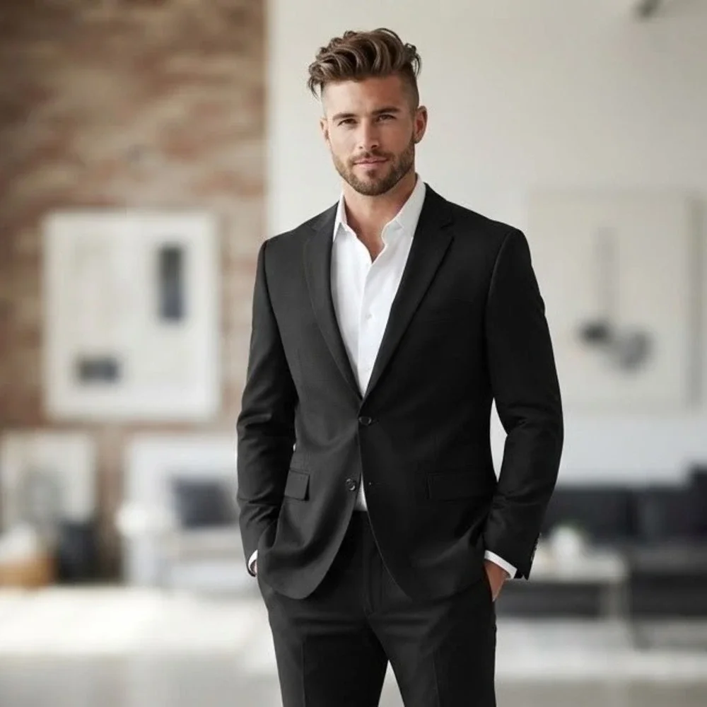 Joseph Abboud Blazer Mens 40 Regular Slim Black Wool Blend Two Button Sport Coat